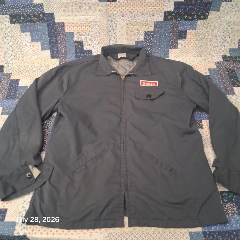 Vintage Topp Master Sears Workwear Jacket Mens 44 Blue Removable Liner Talon Zip